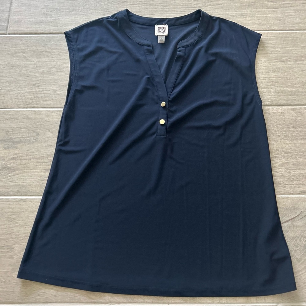 Anne Klein Midnight Blue Sleeveless Blouse